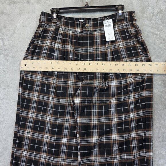 Hollister Pants Womens 7 Long Brown Black Plaid High-Rise Straight W28 Stretch - Picture 6 of 12